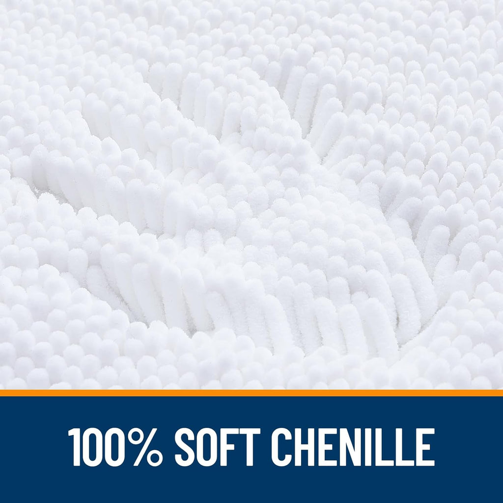 OLANLY Bathroom Rugs - Extra Soft Chenille Bath Mats | Quick Dry, Machine Washable, 59x35, White