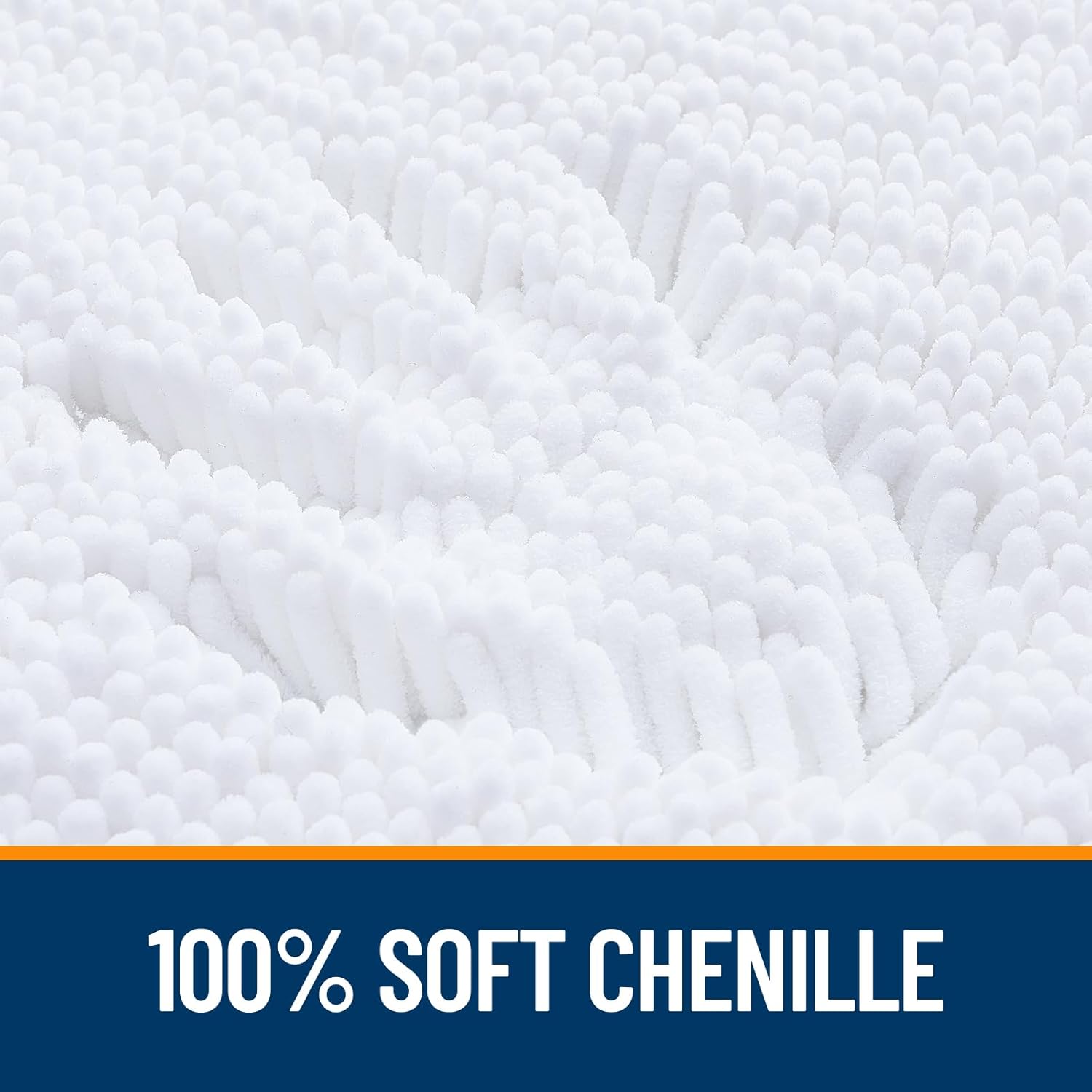OLANLY Bathroom Rugs - Extra Soft Chenille Bath Mats | Quick Dry, Machine Washable, 59x35, White