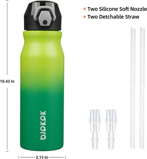 BJPKPK 25oz Insulated Water Bottle - BPA Free Stainless Steel, Leak Proof with Straw | Bamboo Grove Design