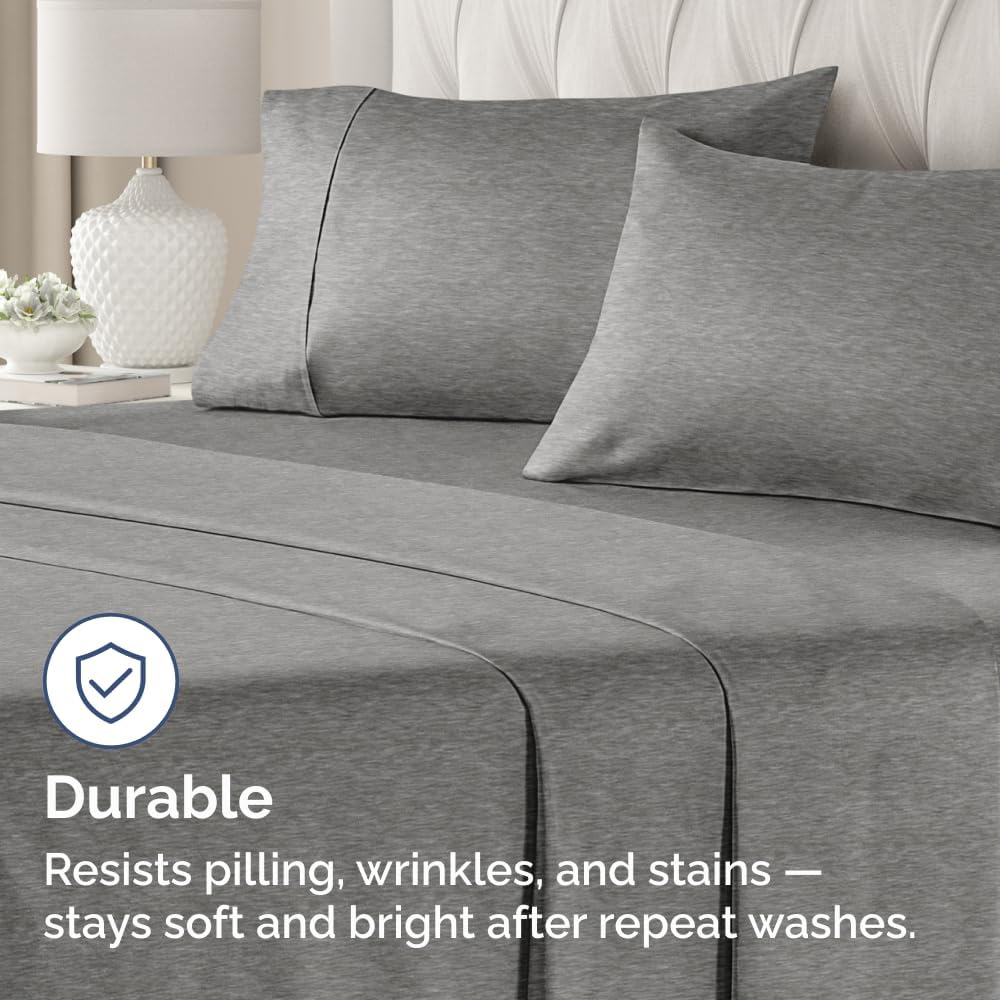 Skiennix Standard Pillow Cases Set of 4 - Soft Hotel Quality Covers - Machine Washable Heathered Grey