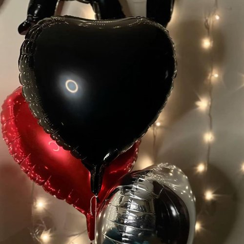 Black Heart Balloons - 18 Inch Romantic Foil Balloons | 12PCS for Weddings, Graduations & Anniversaries