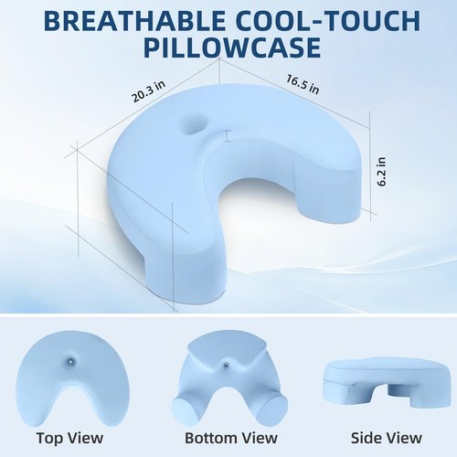 Hervimo Side Sleeper Pillow, Side Sleeper Pillows for Adults, Memory Foam Pillow for Neck and Shoulder Pain, Ideal for Side Sleepers, Side Sleeper Pillows with Arm Hole (Blue)