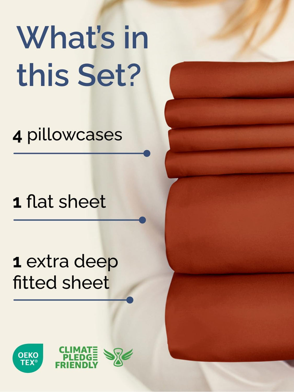 Skiennix Extra Deep King Sheet Set - 6 Piece Breathable Cooling Bedding - Soft Wrinkle-Free Terracotta