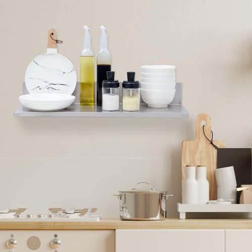 SWOTCATER Stainless Steel Wall Shelf 8.6"x30" 60LB, 2 Packs L-Shaped Commercial Wall Mount Floating Shelving for Kitchen, Restaurant, Home