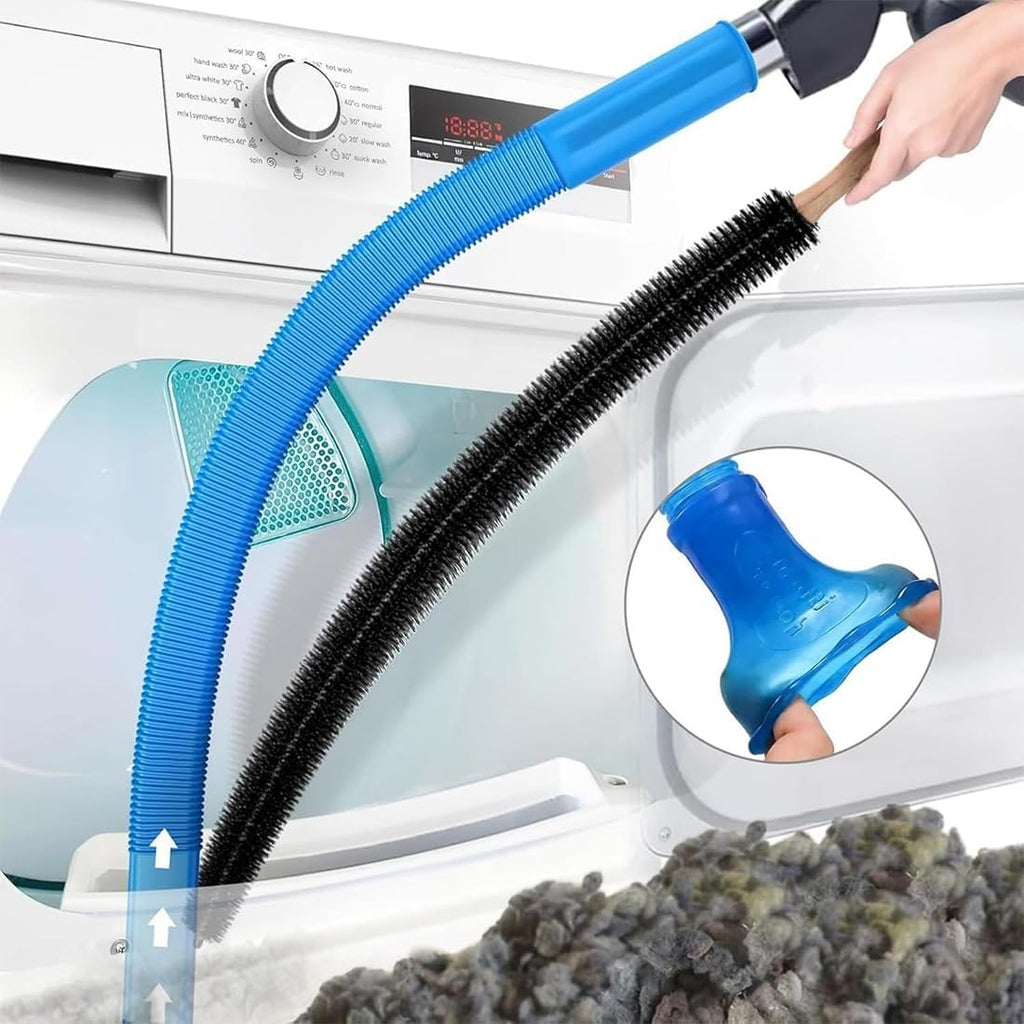 Skiennix Dryer Vent Cleaning Kit - Universal Lint Vacuum Attachment with Flexible Hose & Brush | Quick Lint Removal