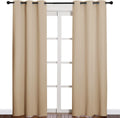 NICETOWN Thermal Insulated Eyelet Top Room Darkening Curtains - 2 Panels, W42 x L84 inches, Biscotti Beige