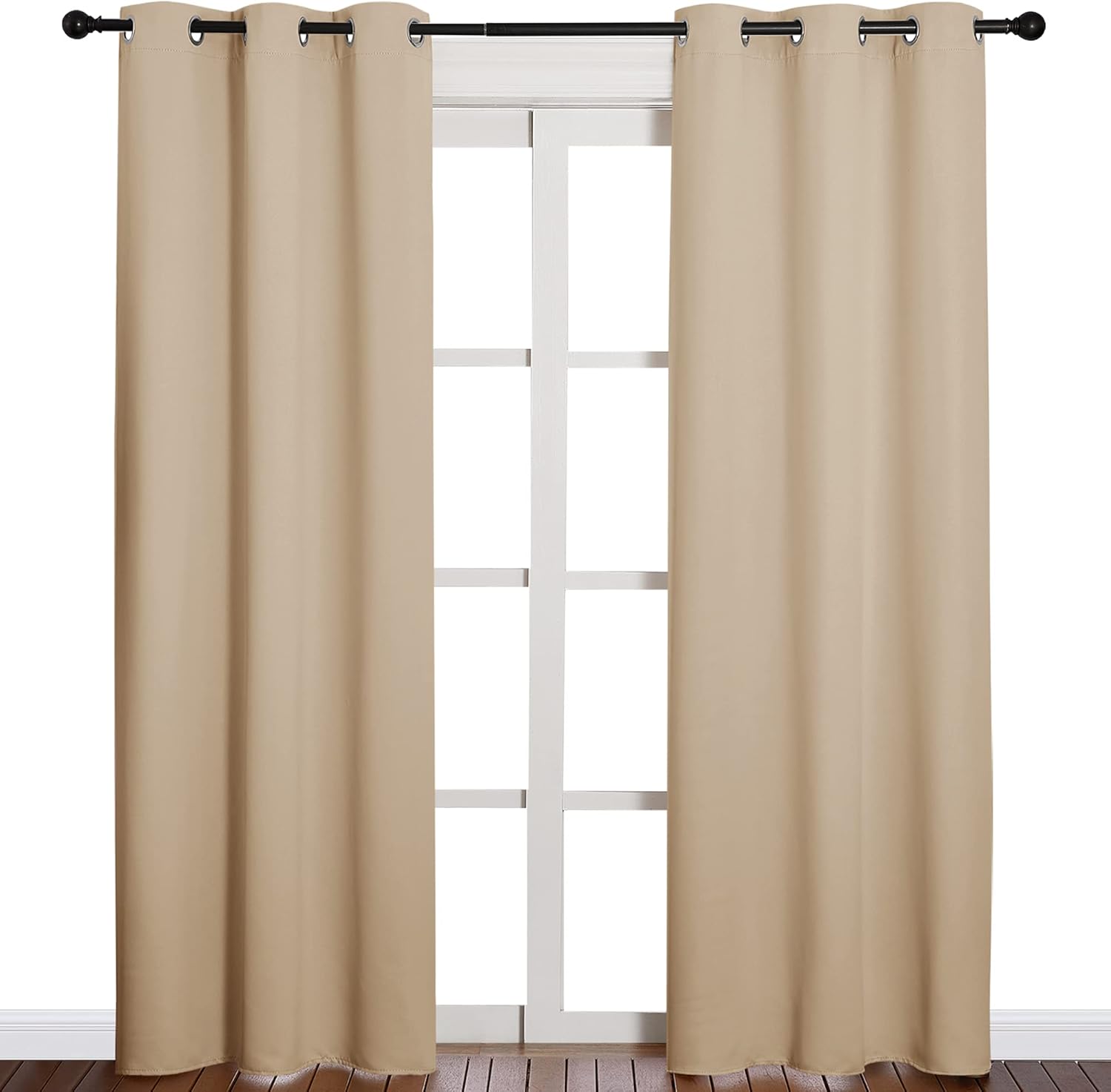 NICETOWN Thermal Insulated Eyelet Top Room Darkening Curtains - 2 Panels, W42 x L84 inches, Biscotti Beige