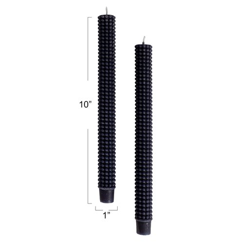 Creative Co-Op Hobnail Taper Candles in Box, Navy Blue, Set of 2