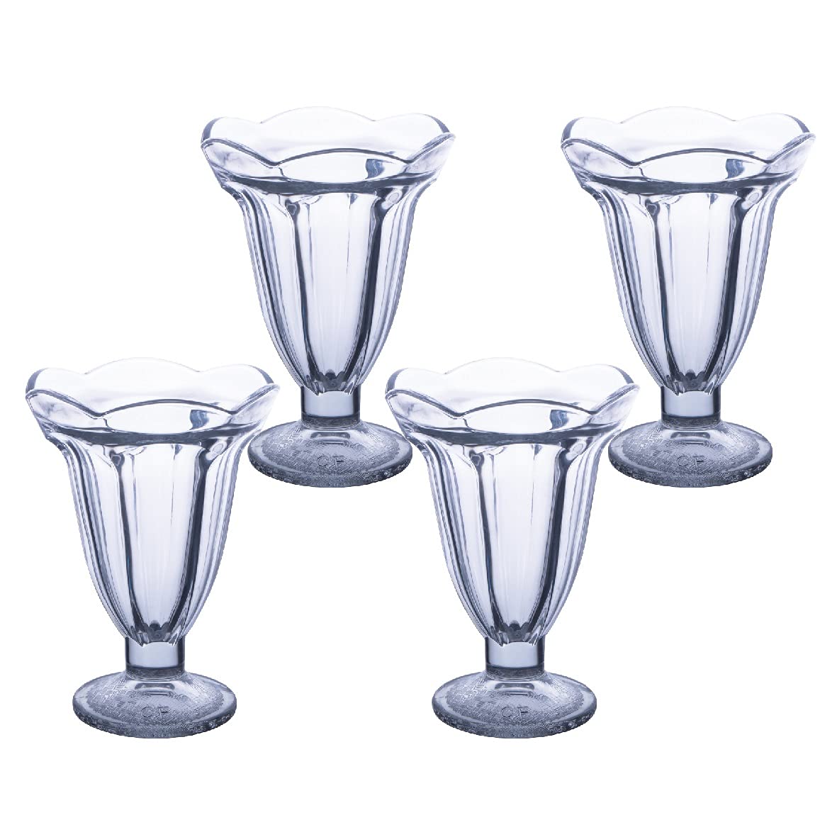 Chefcaptain Set Of 4 Extra Large 10 Oz Milkshake Glasses And Sundae Cups, Thick Clear Glass Tulip Design, Zero Lead Dishwasher Safe