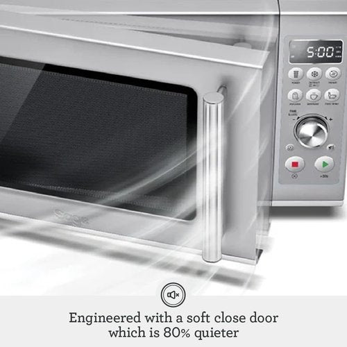 Breville BMO650SIL Microwave Oven - Compact Wave Design with Soft Close Feature | Silver Finish