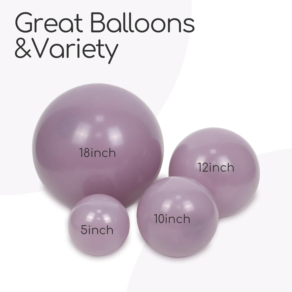 Skiennix Dusty Purple Balloon Set - 120 Pcs in 5-18 Inch Sizes | Perfect for Boho Bridal & Baby Showers