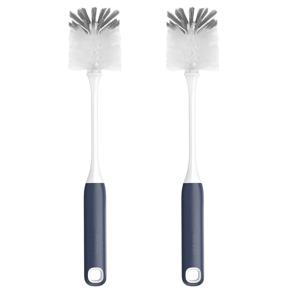 ROSEOK Long Handle Water Bottle Brush,Flexible Bottle Brush for Cleaning Milkshake Cup,Sports Bottle,Navy Blue,2 Pack