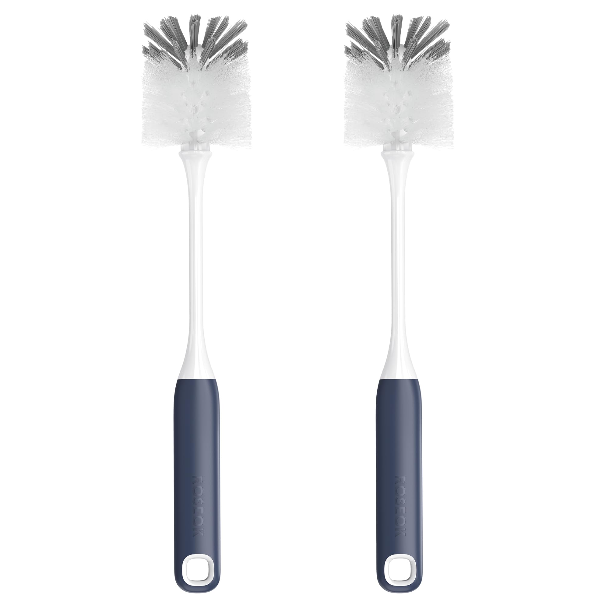 ROSEOK Long Handle Water Bottle Brush,Flexible Bottle Brush for Cleaning Milkshake Cup,Sports Bottle,Navy Blue,2 Pack