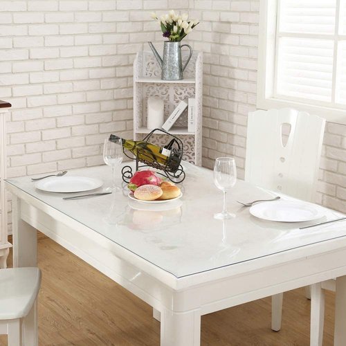 MYOYAY Clear Table Cover Protector 40 x 79 Inch Rectangle 2mm Thick Transparent Plastic Tablecloth PVC Protecting Mat for Writing Desk Dinin Coffee Table Countertop Desktop