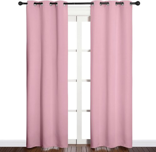 NICETOWN Blackout Curtain Panels - Thermal Insulated Grommet Drapes for Basement | Crystal Pink, 34x84" (1 Pair)