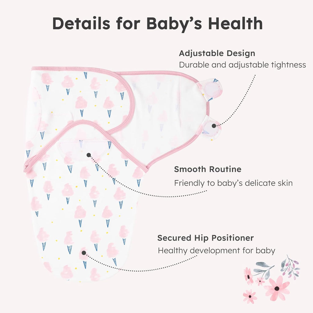 Yoofoss Baby Swaddles - 100% Cotton Adjustable Swaddle Sack | Breathable Soft 3-Pack for Newborns (0-3 Months)