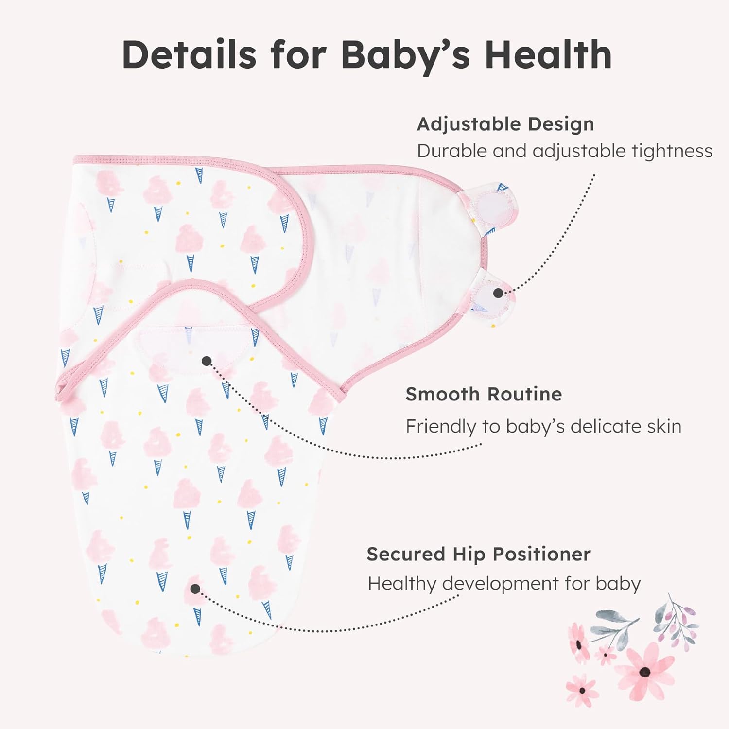 Yoofoss Baby Swaddles - 100% Cotton Adjustable Swaddle Sack | Breathable Soft 3-Pack for Newborns (0-3 Months)