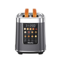 Mecity 2 Slice Toaster with Touch Screen & Auto Lift, Stainless Steel Cool-Touch Toaster with 8 Bread Settings, 5 Shade Levels, 1200W High Power, Keep Warm & Reheat Function, Metallic Grey, 120V