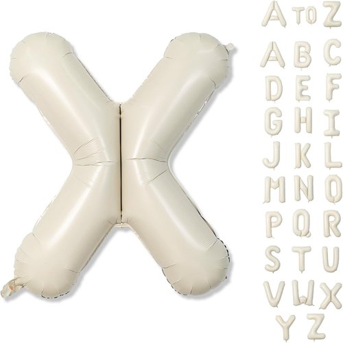 Giant Alphabet X Foil Balloons - Cream Ivory White Mylar Letter for Birthday Decor | 40 Inch Custom A-Z