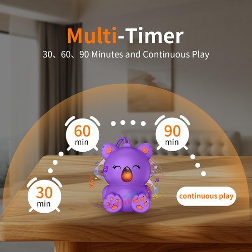 White Noise Machine with Bluetooth Speaker | Portable Baby Sound Machine Non-Looping Music Aid with Timer for Sleep, Nursery, Travel, Home & Car