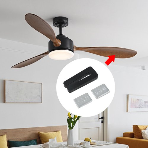 MY MIRONEY Ceiling Fan Balancing Kit, 6 Sets Fan Blade Balance Kit Including 6PCS Plastic Balancing Clips and 12PCS Silver Metal Self-Adhesive 5G Weight