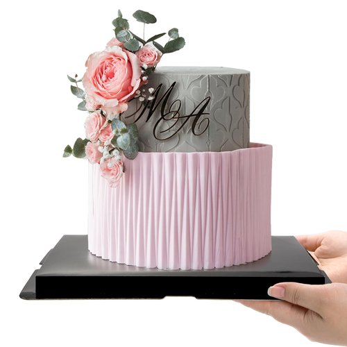 Cididu 6 Pack Clear Cake Box with Ribbon, 2-Layer Tall Cake Carrier Box, Packaging Boxes 10x10x9 Inch, PET Clear Gift Box with Lid, Transparent Cake Containers for Christmas Birthday Party Wedding