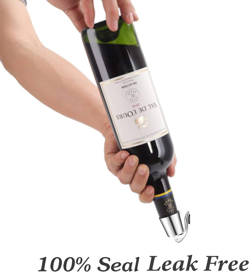 Wine Stopper - Stainless Steel Wine Bottle Stopper with Silicone Seal, Reusable Beverage Preserver, Freshness Keeper, Premium Bottle Sealers, Ideal Wine Saver Accessory Gift Set