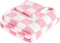 Yurhap Checkered Baby Blanket - Pink Fleece for Girls & Boys | Lightweight & Warm 30''x40''
