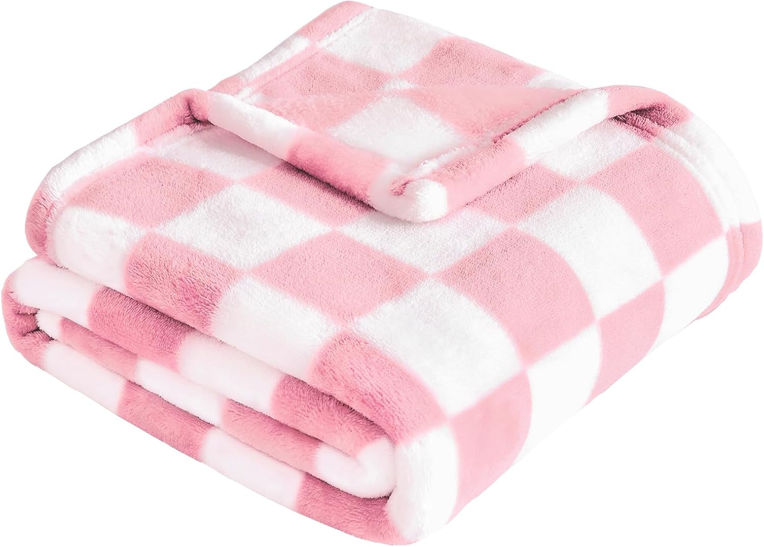 Yurhap Checkered Baby Blanket - Pink Fleece for Girls & Boys | Lightweight & Warm 30''x40''