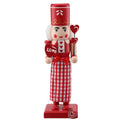 Chunful Valentine's Day Nutcracker Wooden Red Heart Nutcracker Figures 10 Inch Lollipop Soldier Creative Collectible Gift for Valentine's Day Table Decor