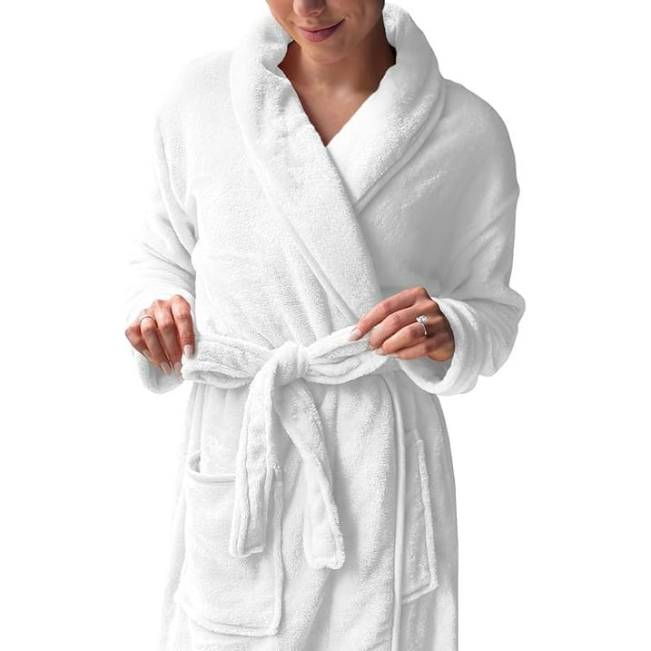 Red Spa Bath Set - Plush Bathrobe & 2 Ribbed Towels, Small - Hotel Quality
