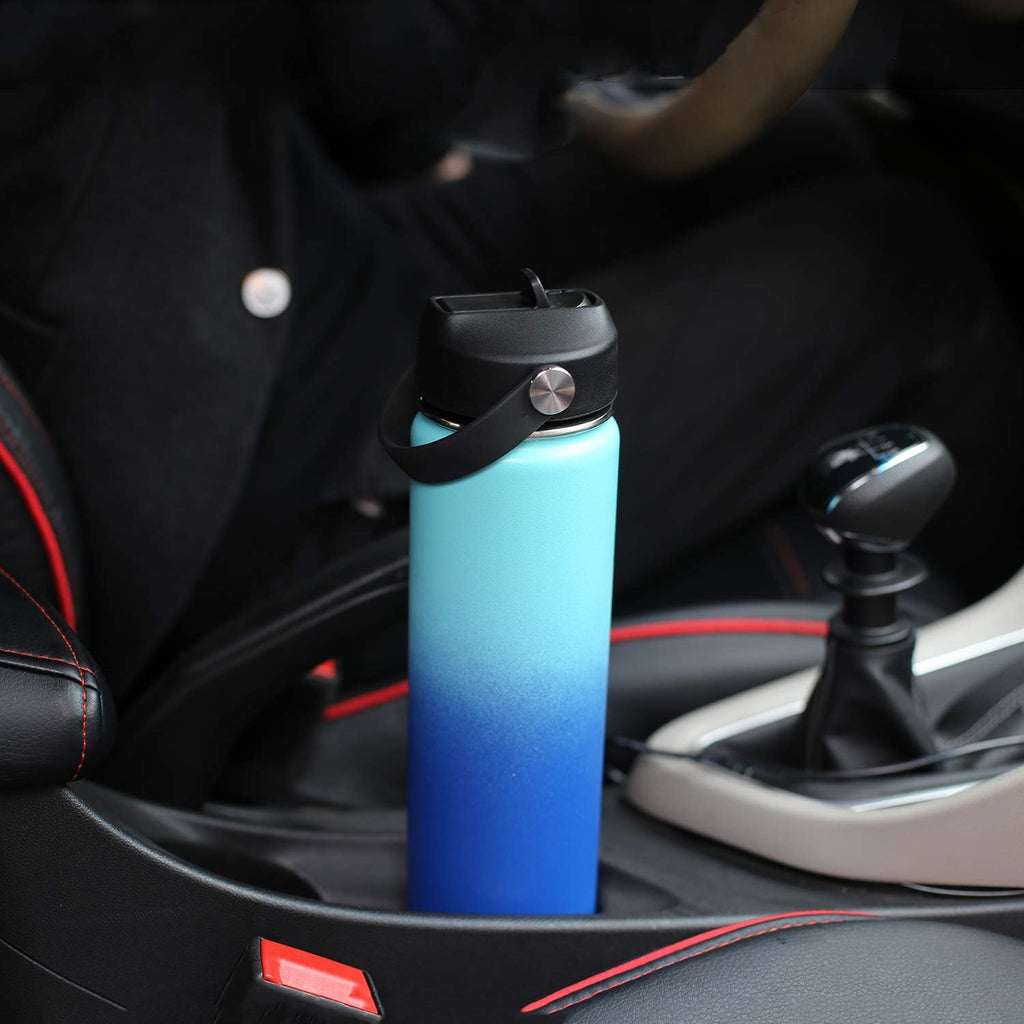 SENDESTAR Insulated Water Bottle - 24 Oz Double Wall Vacuum Stainless Steel | Keeps Drinks Hot or Cold (Black)