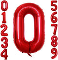 GOER Red Foil Balloons - Number 0 for Milestone Birthdays & Anniversaries | 3 Pack (42", 32", 16")