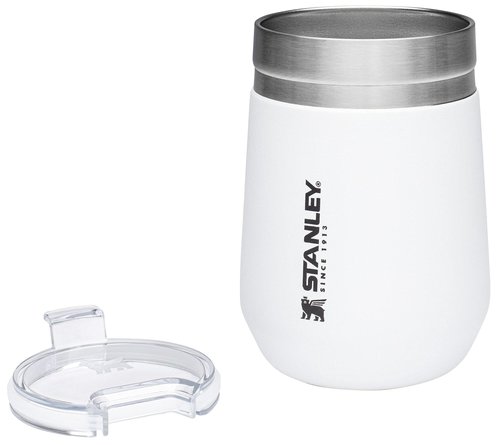STANLEY GO Everyday Wine Tumbler 10 oz | Press Fit Drink Through Lid | Beverage, Coffee, and Cocktail Cup | Insulated Stainless Steel Wine Glass | BPA-Free | Polar