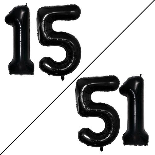 GOER Jumbo 15 Balloons - 42 Inch Helium Foil Decorations for Sweet 15 & 51st Birthday Party (Black)