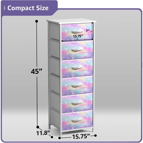 Sorbus Dresser Storage Tower, Organizer Drawers for Closet Boys & Girls Bedroom, Bedside Furniture, Chest for Home, College Dorm, Steel Frame, Wood Top, Fabric Bins(Aqua)