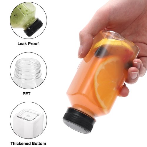 Moretoes 134pcs 8oz Juice Bottles with Lids, Plastic Juice Bottles with Caps for Juicing Tea Milk Drinking and Other Beverages