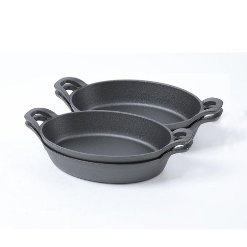 HAWOK Cast Iron Oval Casserole Dish, Au Gratin Cookware, 4 pcs