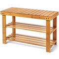 Leaf & Grain Bamboo Shoe Rack - Shoe Storage Bench for Front Door Entrance - Entryway Bench with Shoe Shelf, Shoe Storage Organizer, Wooden Shoe Rack, Durable Shoe Bench for Home (Natural)