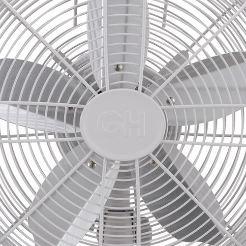 Good Housekeeping 92602 All-Metal 12" Retro Desk Office Table Fan with Wide Oscillation, 3-Speed Settings & Carrying Handle, Matte White