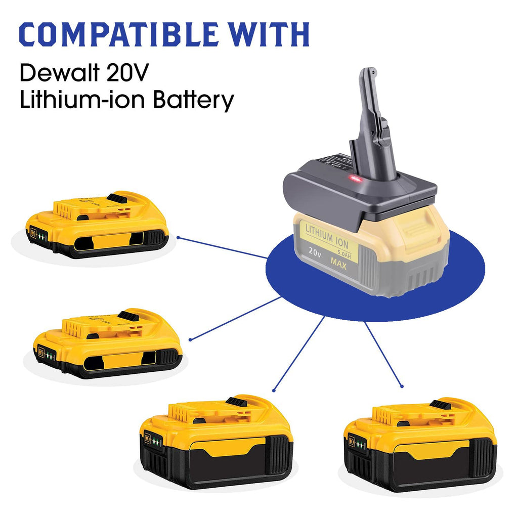 TPDL V8 Battery Adapter, for DeWalt 20V Battery Convert to for Dyson V8 Series Vacuum Cleaner Animal Fluffy Motorhead Vacuum Converter (Adapter only)