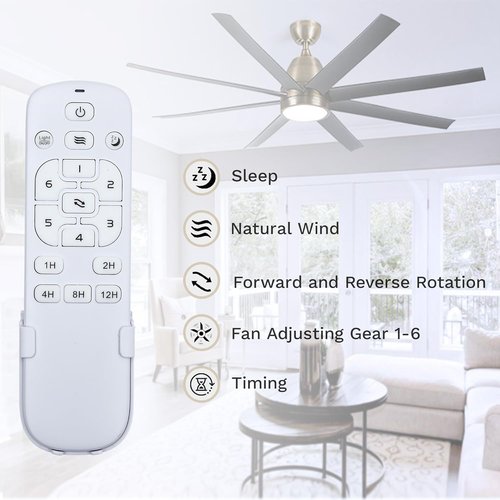 DWVO 65 Inch Ceiling Fans with Light and Remote, 8 Blade Large Ceiling Fan with Quiet Reversible DC Motor, 6-Speed, Dimmable 3 Color Temperatures, Memory Function for Living Room, Dining Room, Bedroom