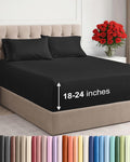 Skiennix Extra Deep Twin XL Sheet Set | 4-Piece Breathable Cooling Bedding - Soft, Wrinkle-Free, Easy Fit - Black