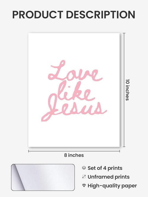 FGFK Christian Wall Art Prints Set - Girly Pink Bible Verse Decor for Girls' Room | 8x10 Unframed