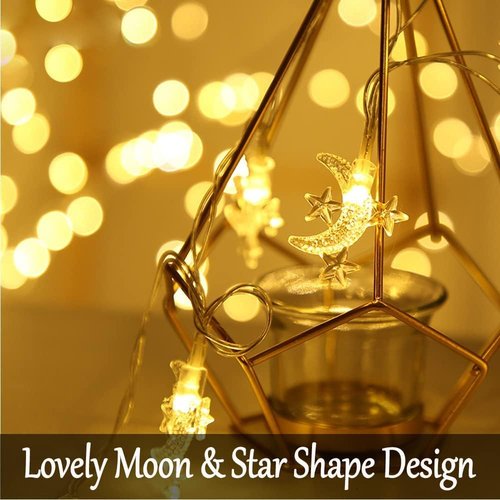 Fielegen 40 LED Moon String Lights - Battery Operated 20ft Fairy Lights for Patio & Garden Decor