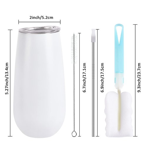 12 Pack Unbreakable Stemless Insulated Flute Tumblers, 6 Oz - Double Insulated Champagne Glasses for Friends Birthday Christmas Wedding (White)
