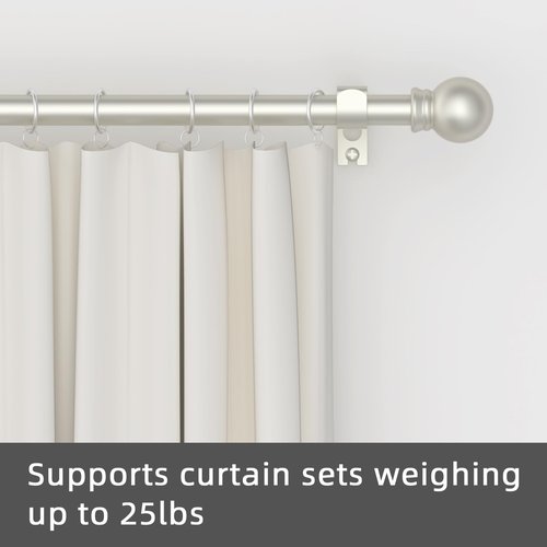 GXOACKJ Curtain Rods for windows 32-48 inch, 5/8 inch Decorative Nickel Splicing Heavy Duty Metal Curtain Rod set with Brackets