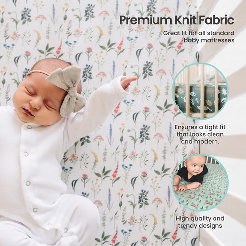 Copper Pearl Premium Knit Baby Crib Sheets for Boys and Girls : Breathable and Soft, Fitted Crib Sheets for Standard Baby Mattresses, Crib Sheet, Baby Registry or Shower Gift, Jurassic Park Fossils