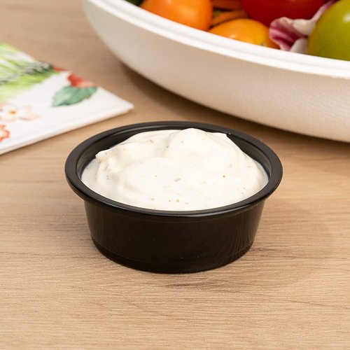 Restaurantware RW Base 1.5 Ounce Sauce Cups 2000 Microwave-Safe Condiment Cups - Crack-Resistant Disposable Black Plastic Portion Cups For Samples Sauces Or Toppings Lids Sold Separately