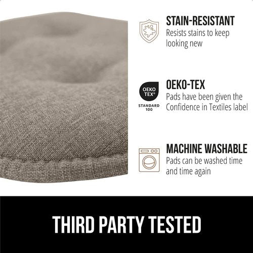 GORILLA GRIP Slip Resistant Tufted Chair Cushions, No Ties Required, Set of 6 Memory Foam Pads for Dining Room, Kitchen Table, Office, Rocking Chairs, Plush Seat Cushion Pad, Home Decor, 16x17, Beige